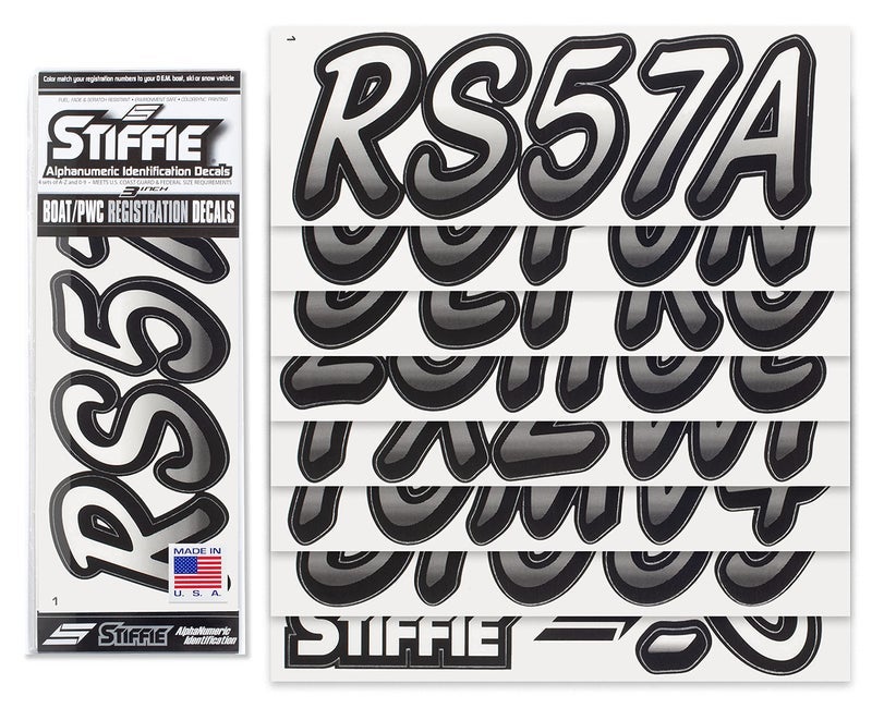 Stiffie أرقام تعريف تسجيل أبجدية رقمية 3 بوصة WHIPLINE، ملصقات القوارب والمكوارج المائية الشخصية (شفافة/سوداء) - Image 2